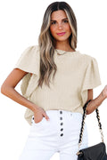 Women's Double-layer Ruffled Polyester Short-sleeved Round Neck T-shirt