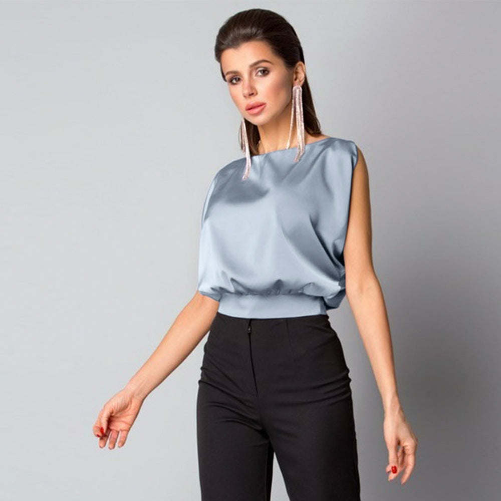 Backless Tie Back Satin Top Sleeveless