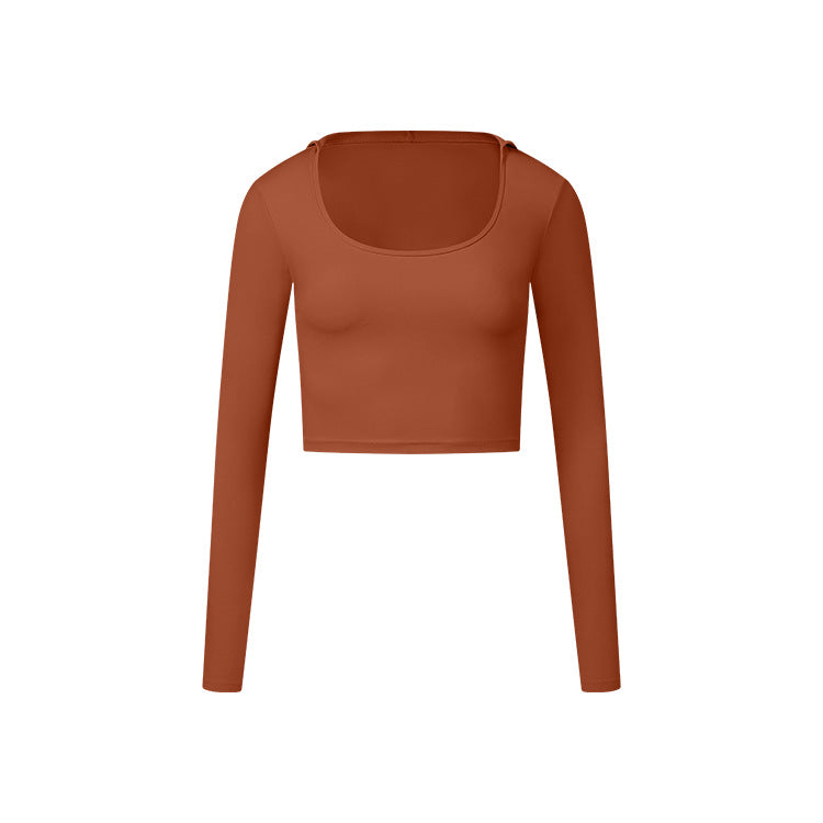 Autumn New Long Sleeve Nude Feel Fabric Sports Top