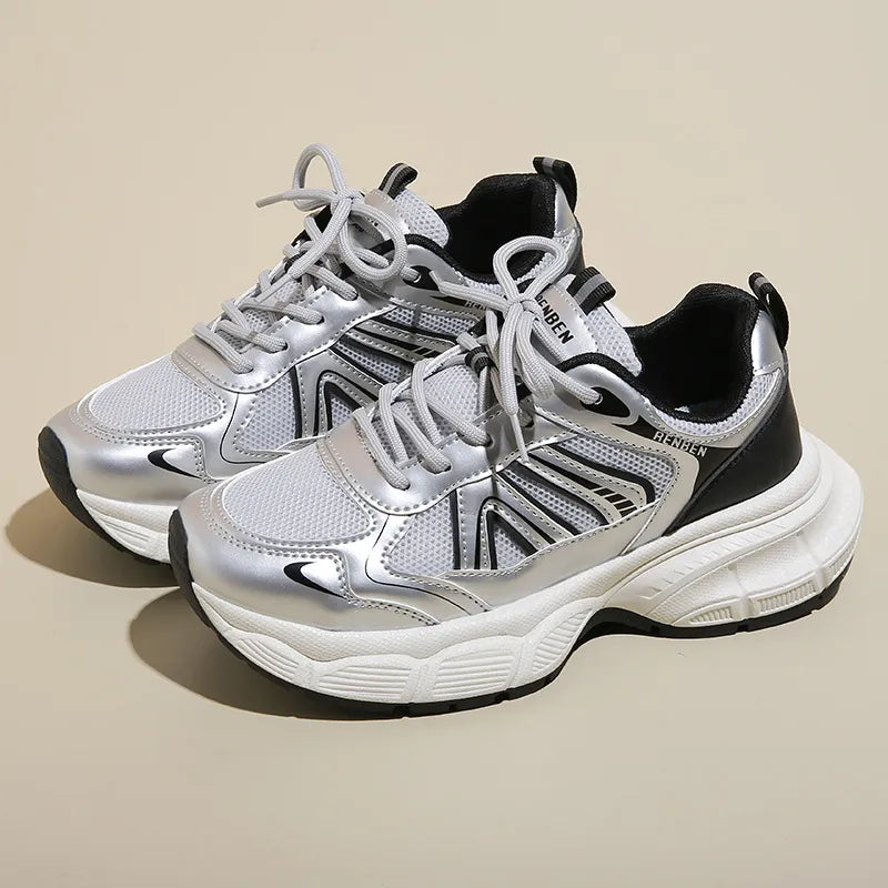 Lace-Up Platform Athletic Shoes