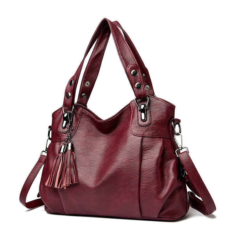 Classic Washed Sheepskin Tassel Bag Texture