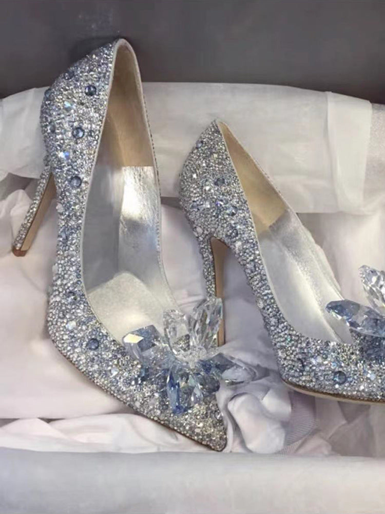 New Women's Wedding Dress French Crystal Shoes