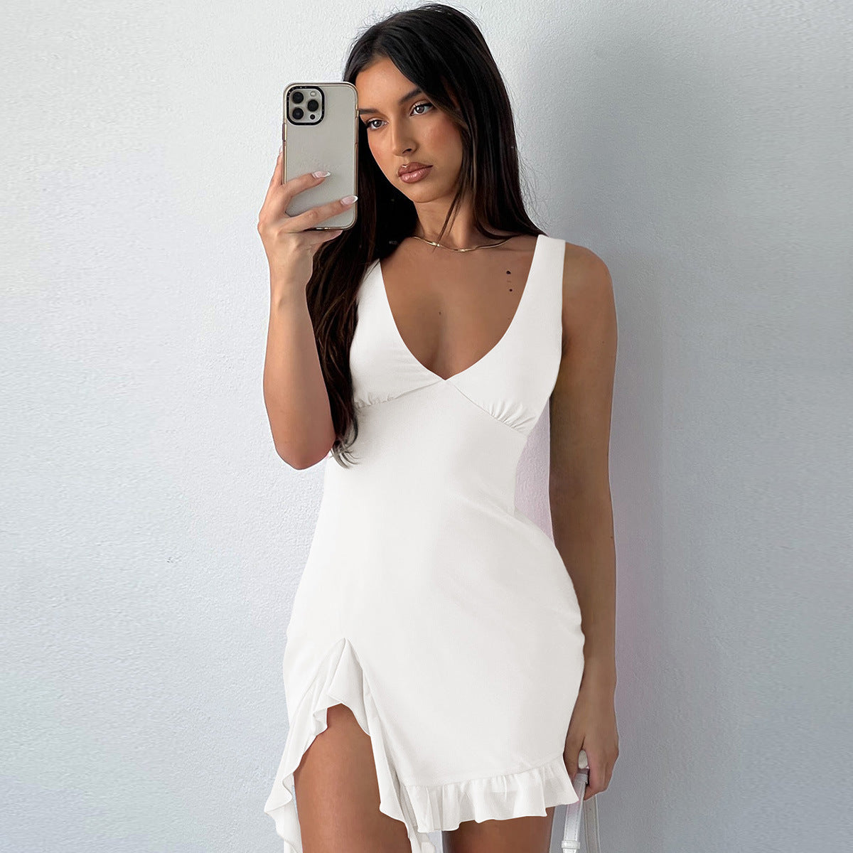 Pure Color Hot Girl Skirt Pure Desire Style European And American Women