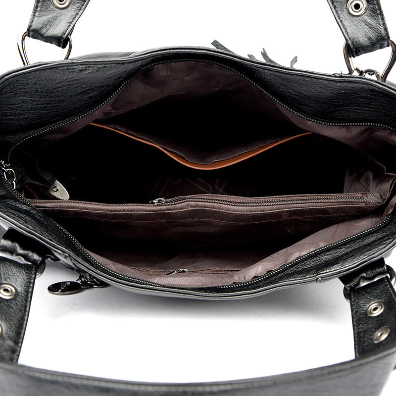 Classic Washed Sheepskin Tassel Bag Texture