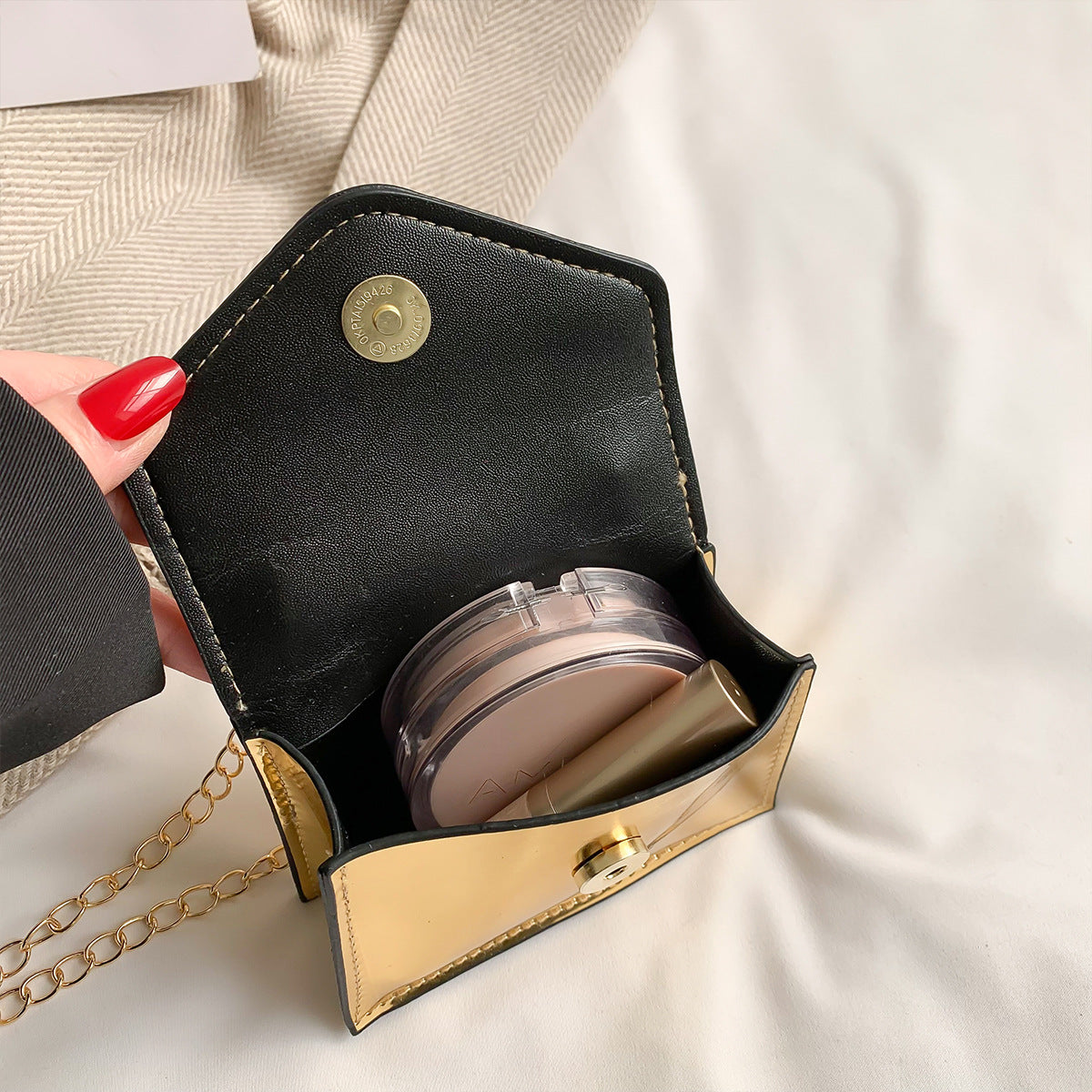 Colorful Laser Lipstick Mini Chain Makeup Small Square Bag