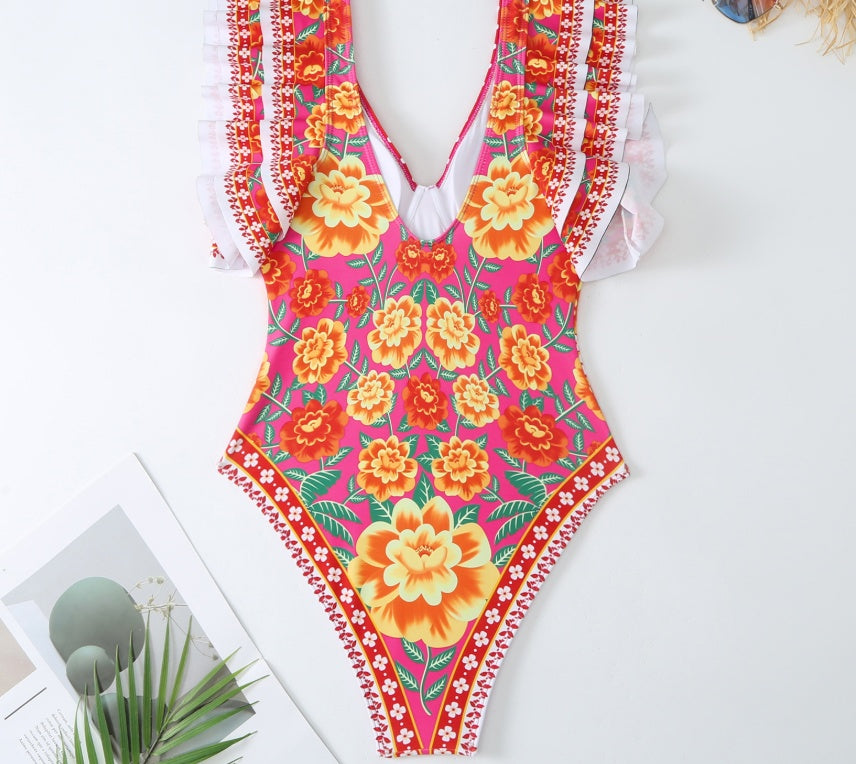 Women's Fashion One-piece Swimsuit Printing Suit