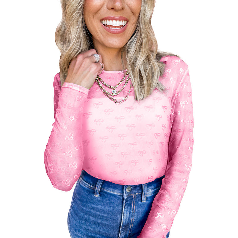 Personality Trend Mesh Bottoming Shirt For Women