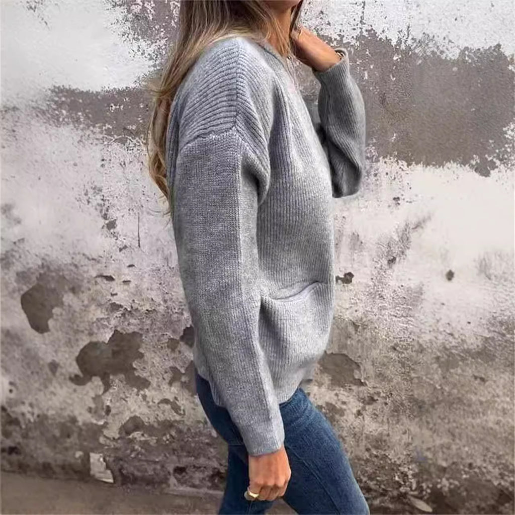 Women's Casual Solid Color Pocket Cardigan Coat