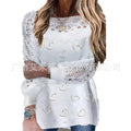 Printed Sexy Lace Thick Long Sleeved T-shirt Knitted Sweater