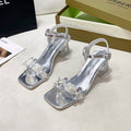 Chunky Heel Rhinestone One-strap Outdoor High Heels