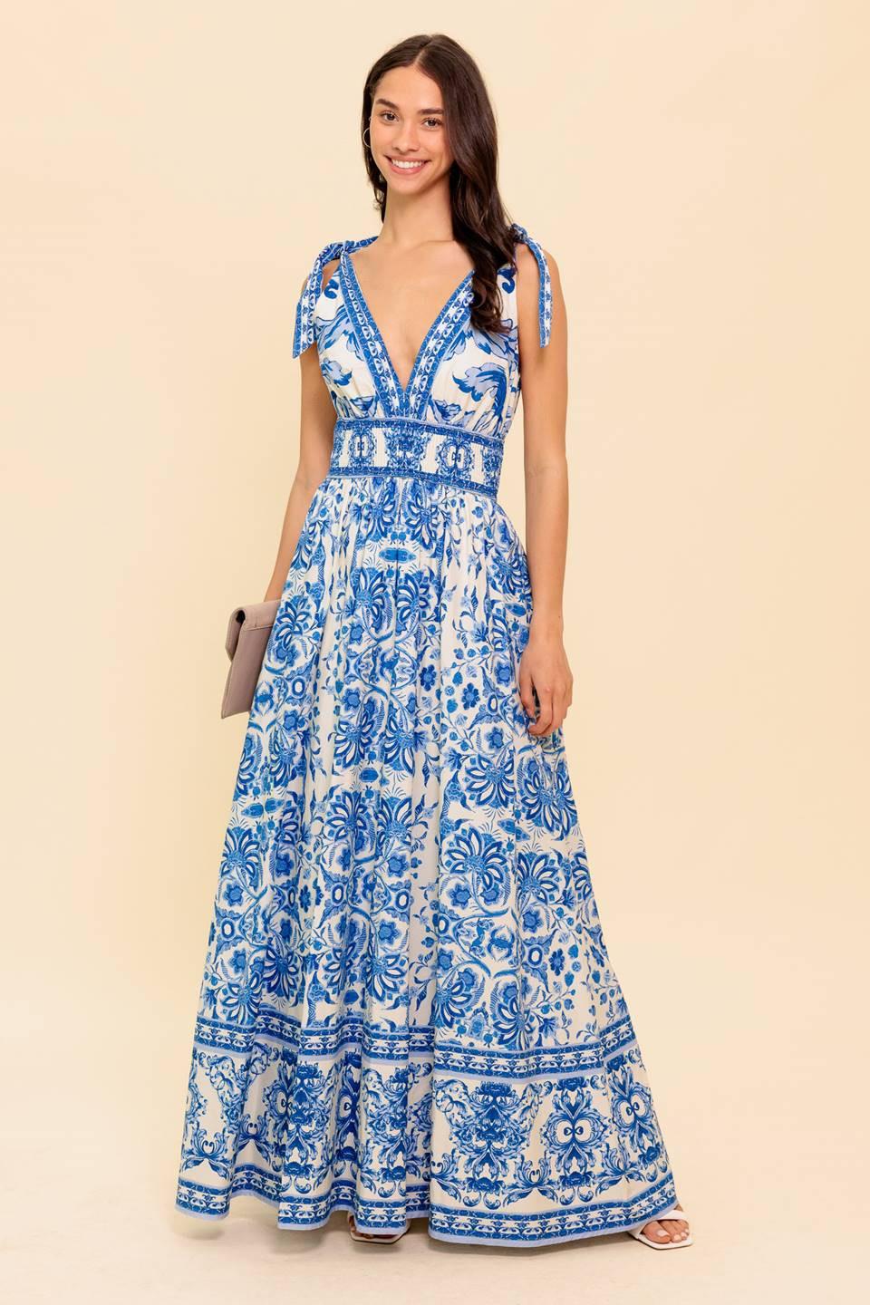 BY THE BAY BLUE WOVEN MAXI DRESS