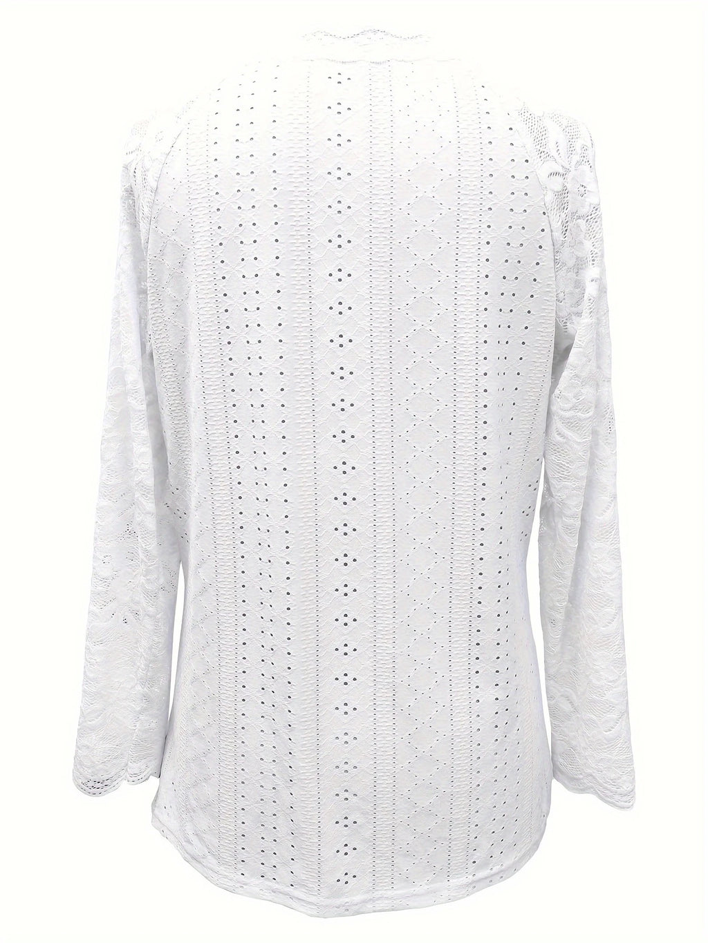 Contrast Lace V-neck Eyelet T-Shirt
