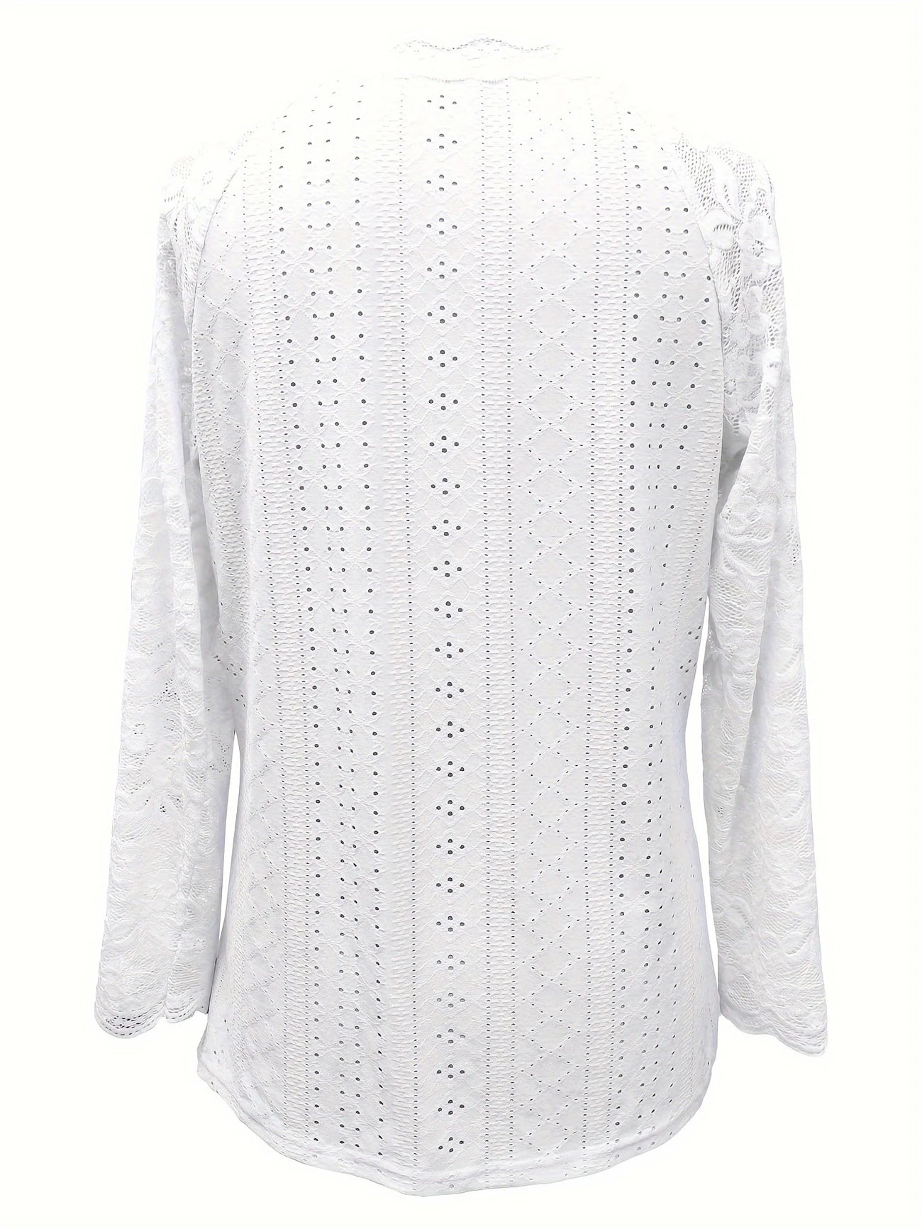 Contrast Lace V-neck Eyelet T-Shirt