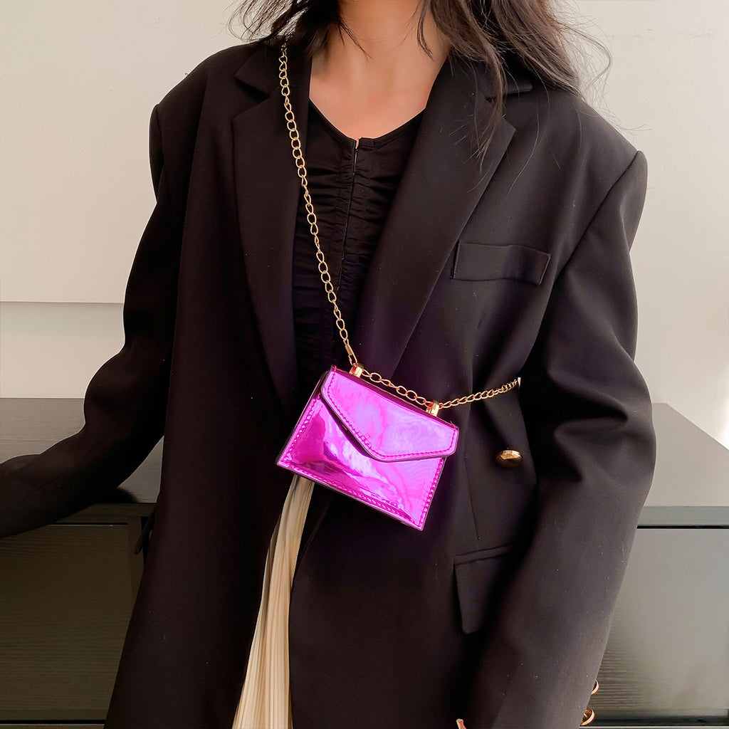 Colorful Laser Lipstick Mini Chain Makeup Small Square Bag