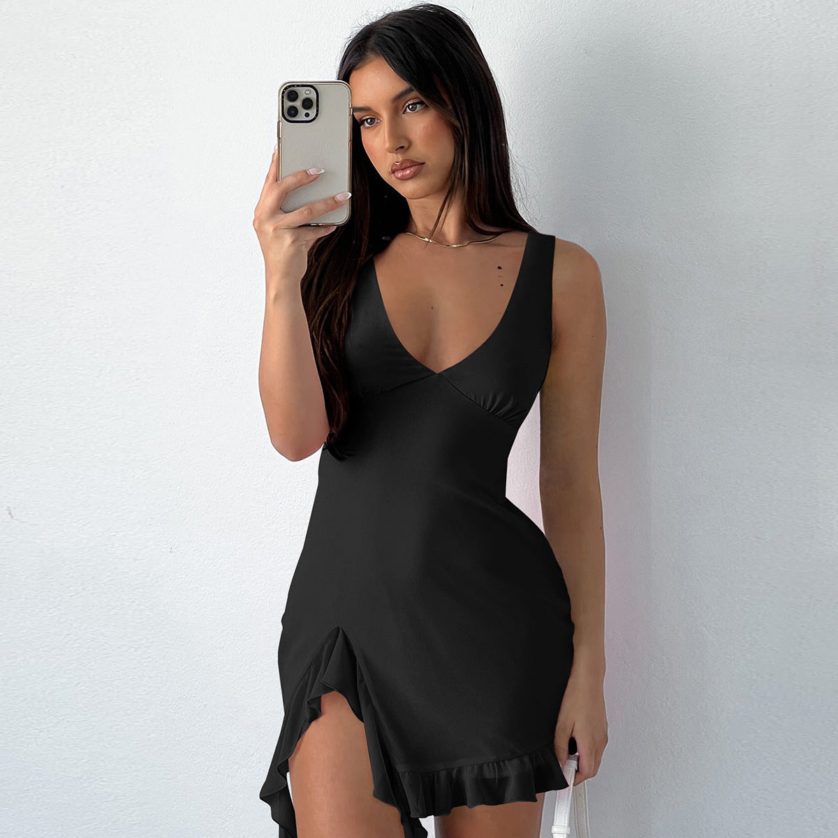 Pure Color Hot Girl Skirt Pure Desire Style European And American Women
