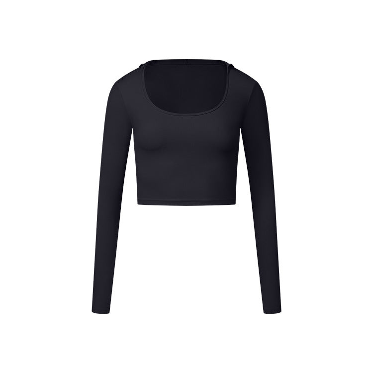 Autumn New Long Sleeve Nude Feel Fabric Sports Top