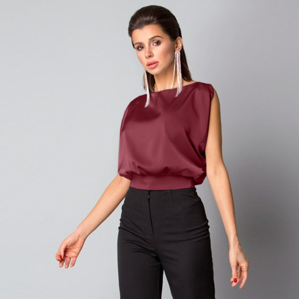 Backless Tie Back Satin Top Sleeveless