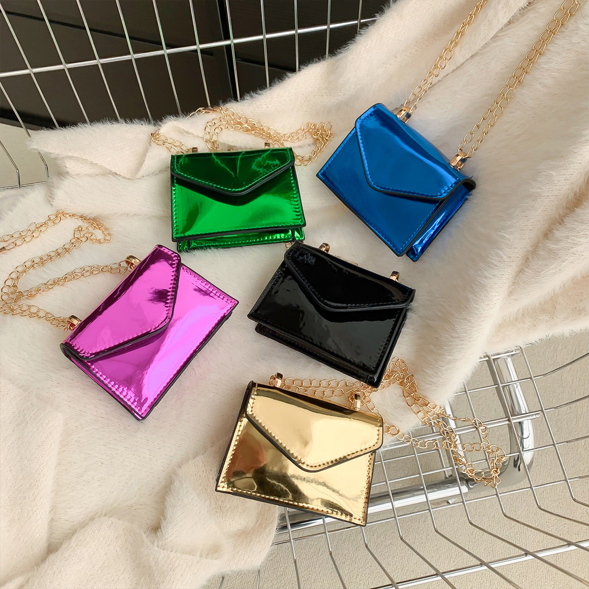 Colorful Laser Lipstick Mini Chain Makeup Small Square Bag