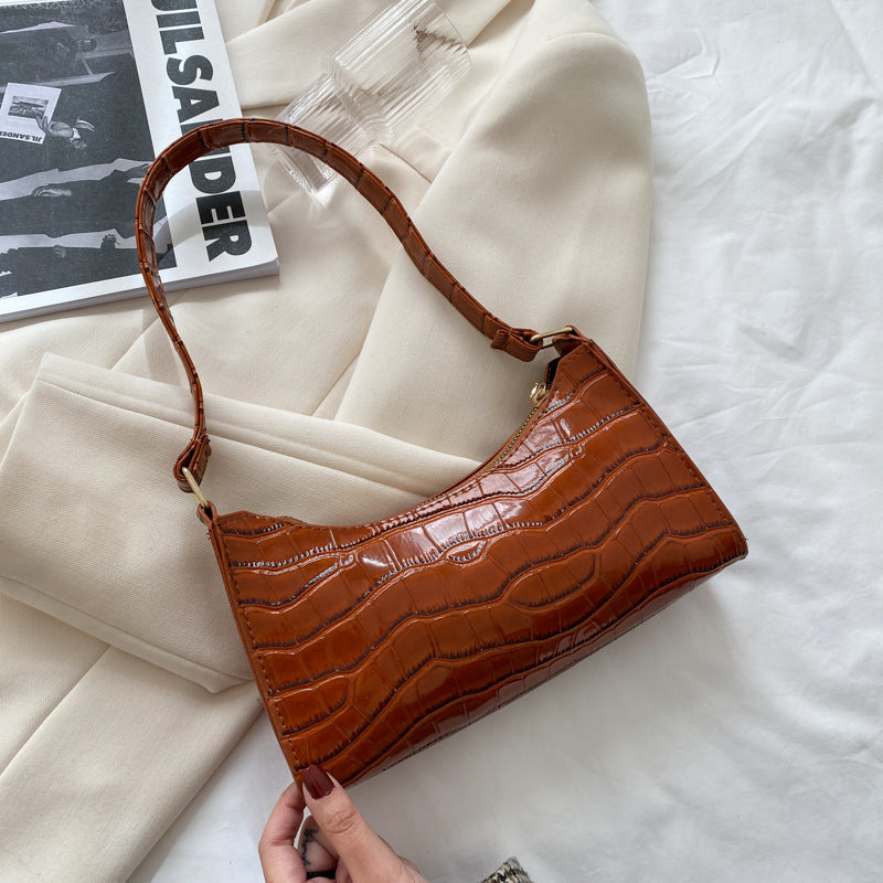 Embossed Underarm Stone Pattern Candy Color Shoulder Bag