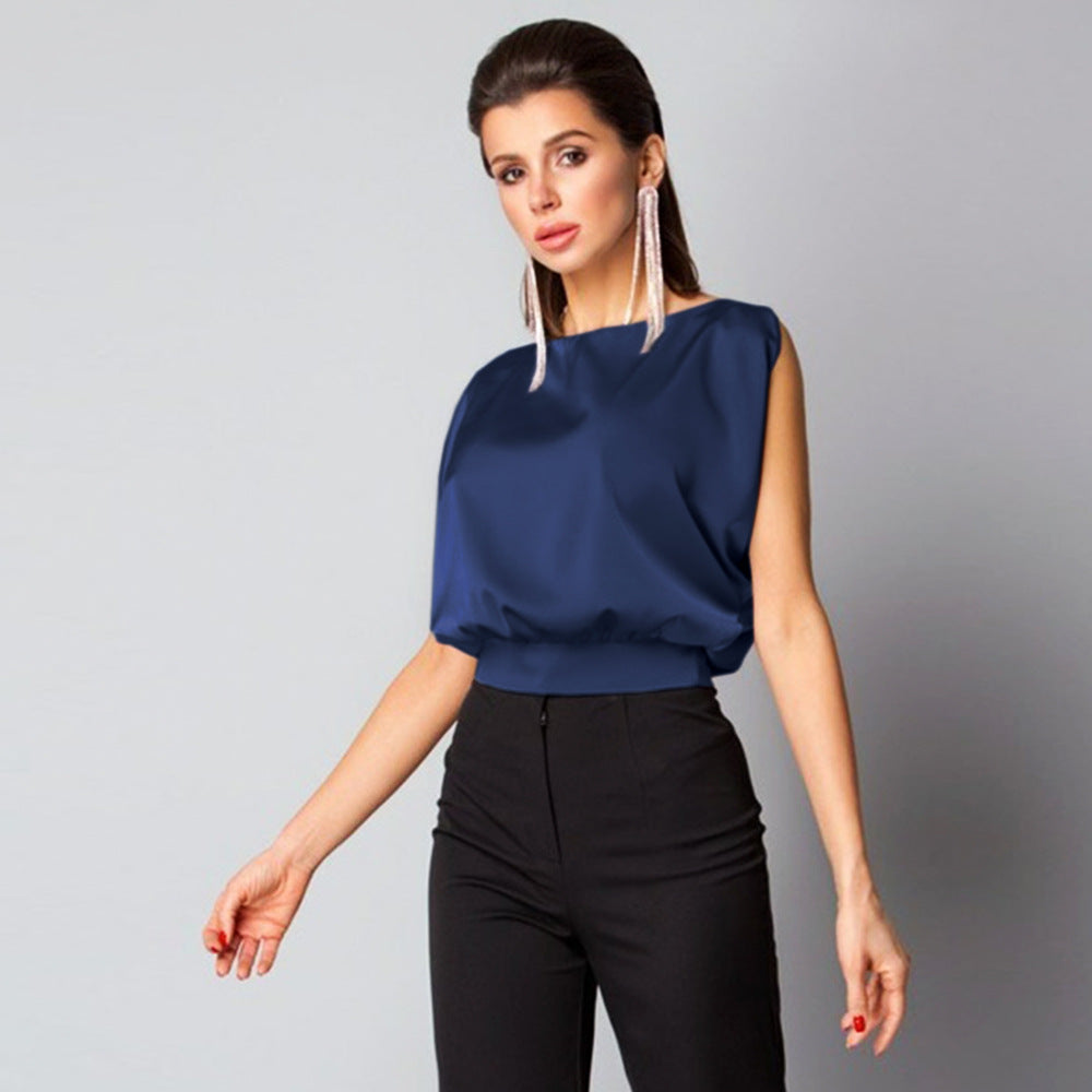 Backless Tie Back Satin Top Sleeveless