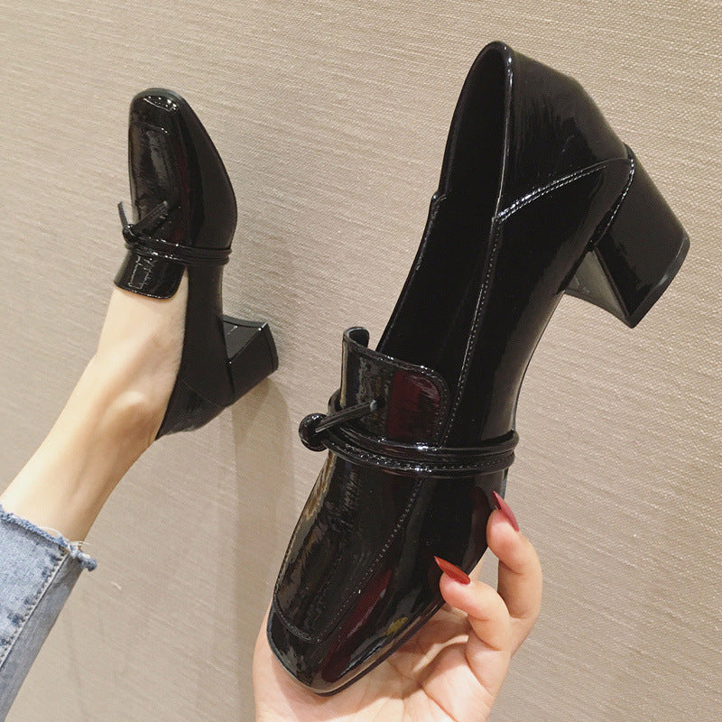 White Pillow Crane Leather Shoes For Women Spring New British Style