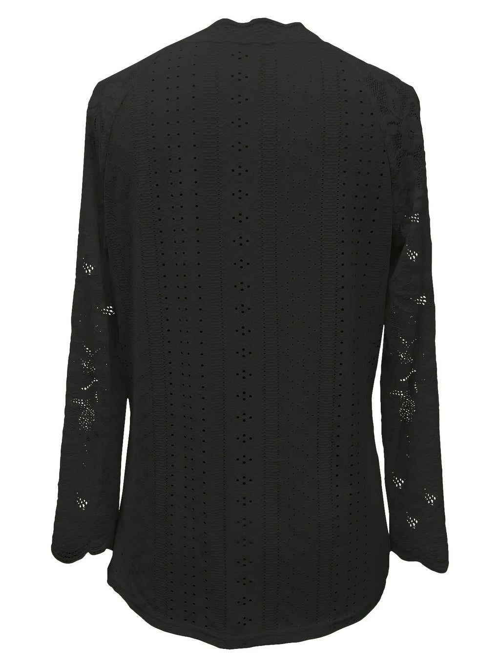 Contrast Lace V-neck Eyelet T-Shirt