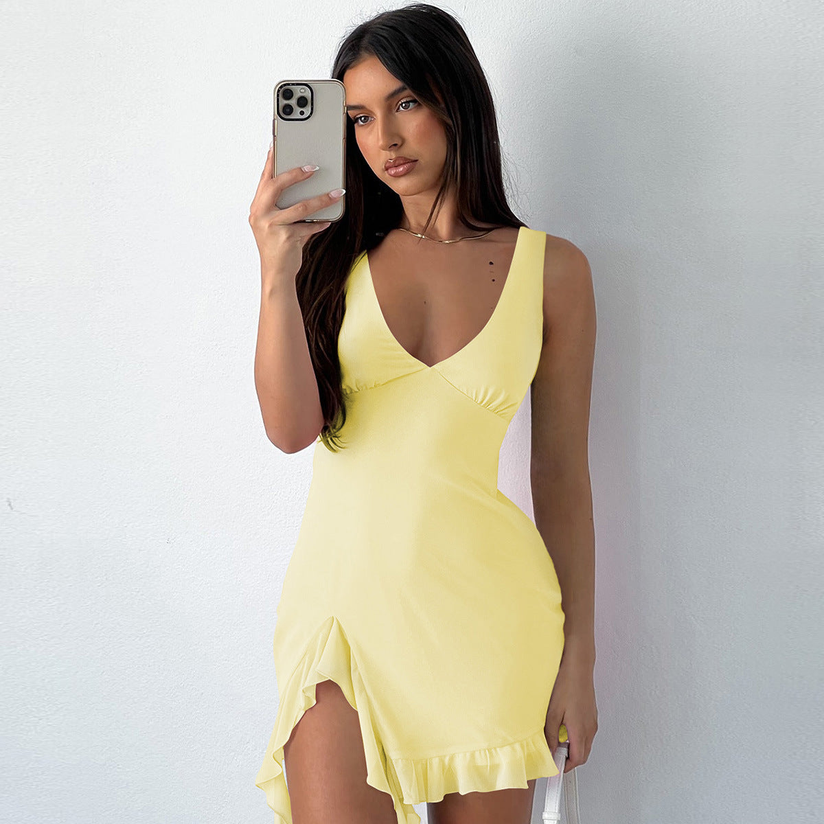 Pure Color Hot Girl Skirt Pure Desire Style European And American Women