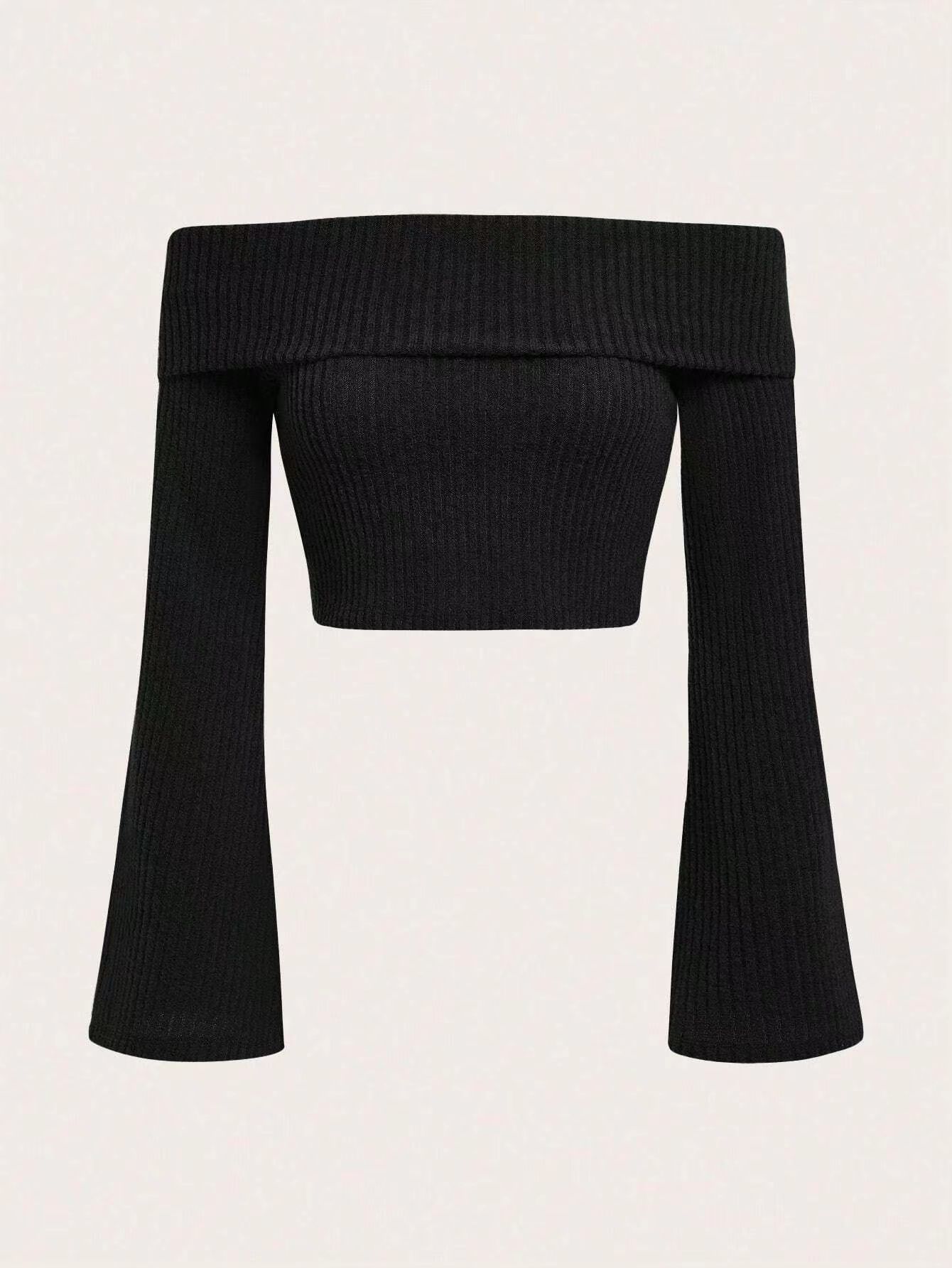 Printed Sexy Lace Thick Long Sleeved T-shirt Knitted Sweater