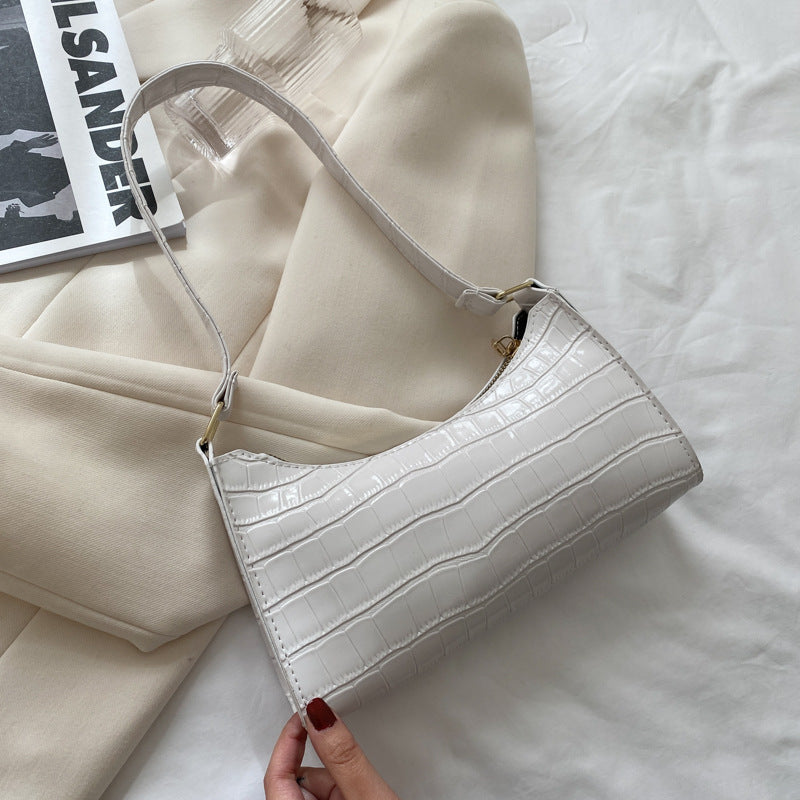 Embossed Underarm Stone Pattern Candy Color Shoulder Bag