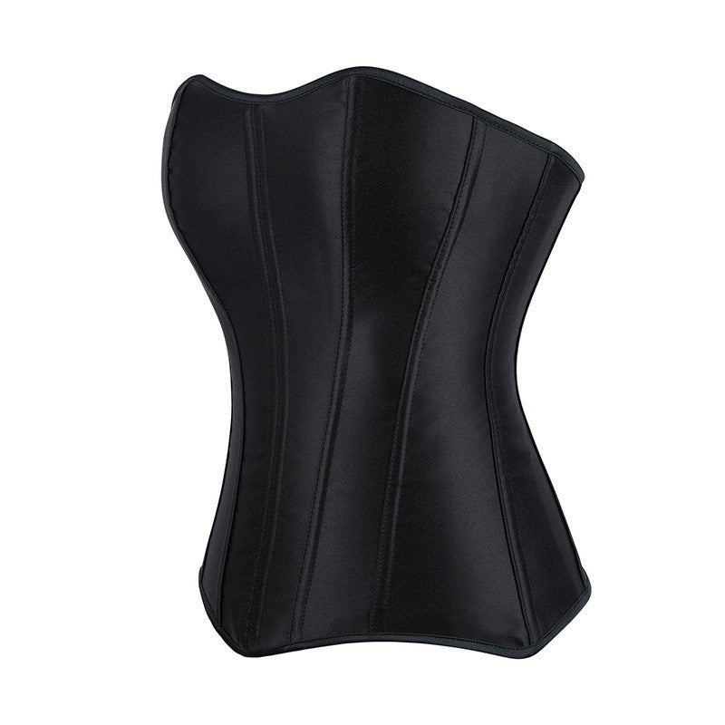 Black Zipper Satin Body Waist-controlled Top