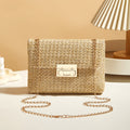 Women's Straw Lock Closed Simple Square Bag
