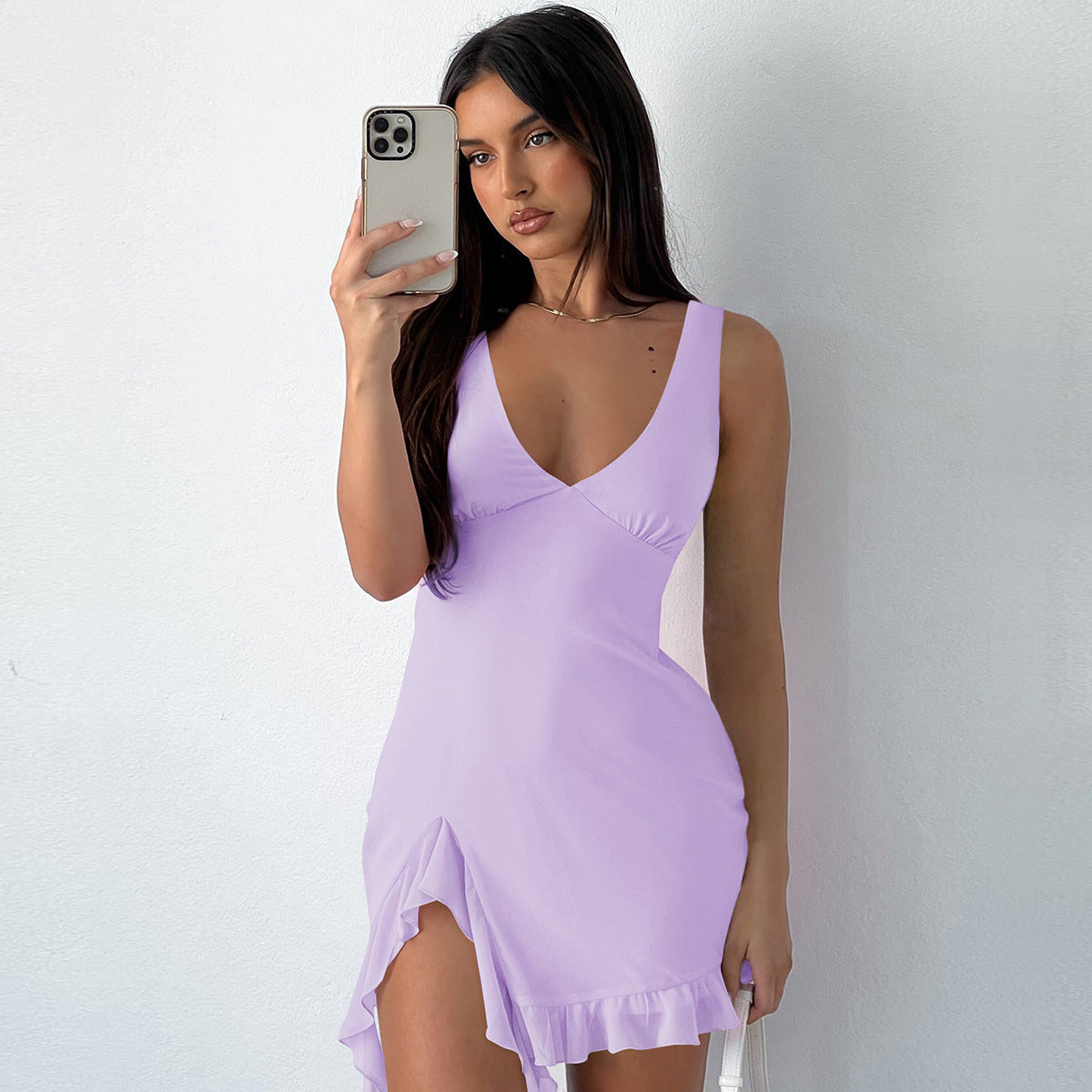 Pure Color Hot Girl Skirt Pure Desire Style European And American Women